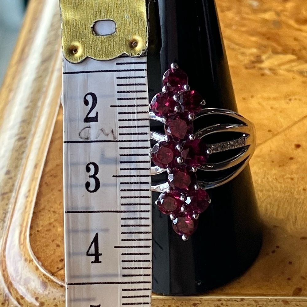 Natural Raspberry Garnet Sterling Silver Ring Size 9.75 - Picture 9 of 10